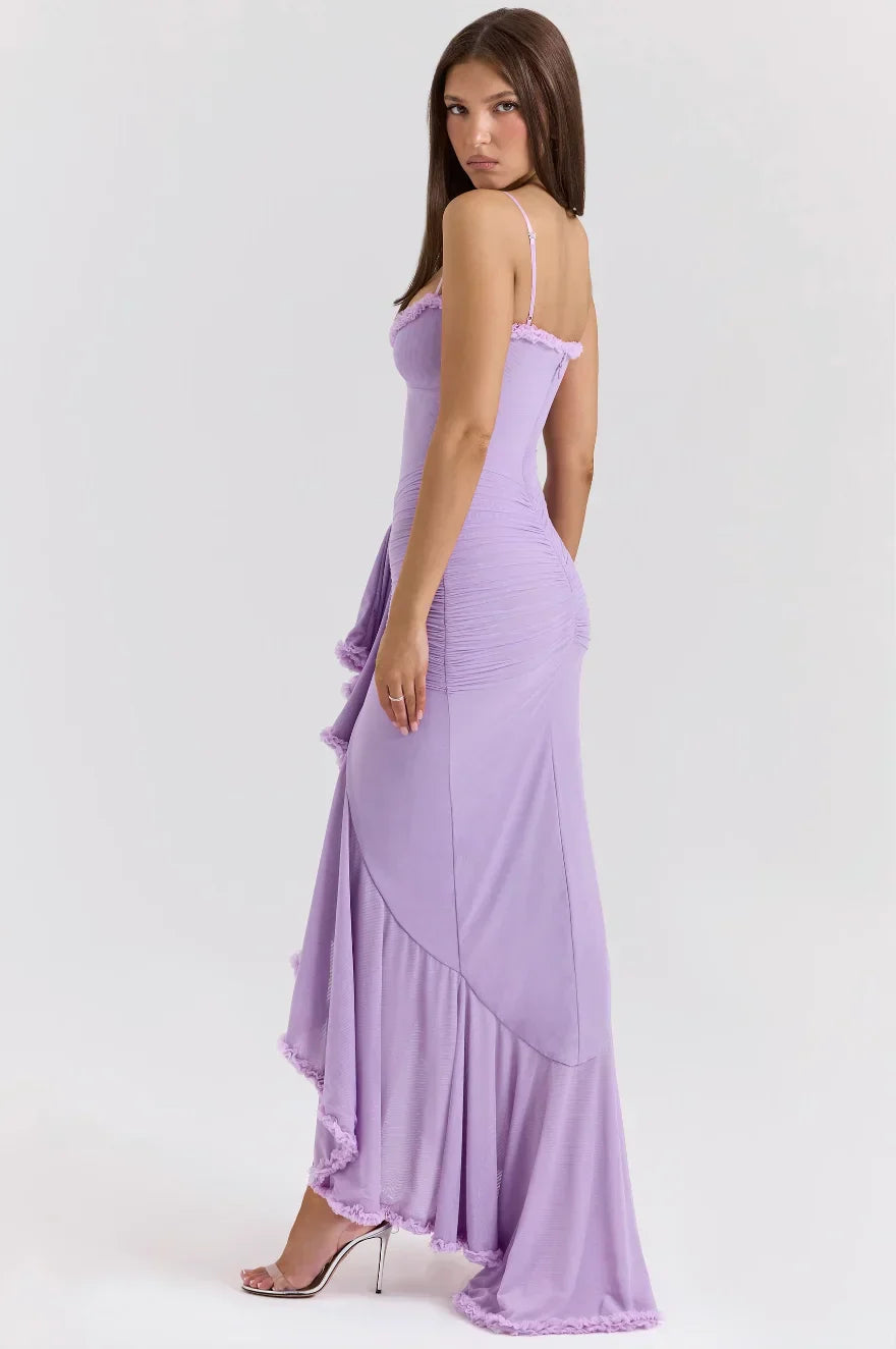 Alexis - Women’s Fitted Midi Dress with Ruffled Details